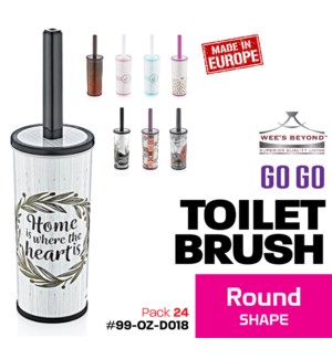 Toilet Brush Round w/Holder - Asstd Prints