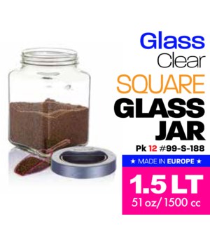 1.5Lt. Square Shaped Glass Jar (50.7oz) CP-12