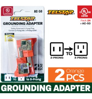 Adapter Grounding Orange 2pk - UL listed