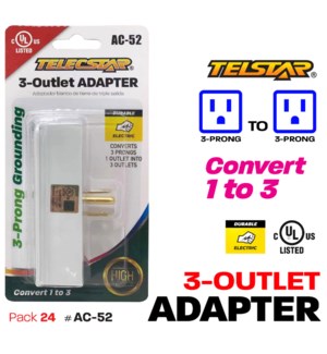 Outlet 3 Grounding Adapter UL Approved