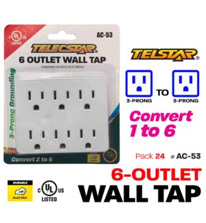 6 Outlet Wall Tap UL listed