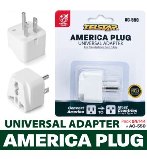 Europe travel to US Plug Adapter 3 Prong