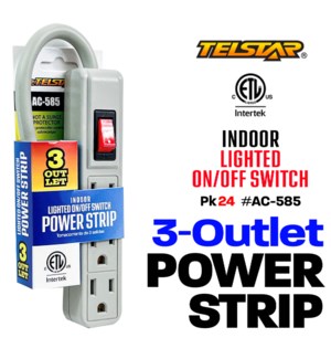 3 Outlet Power Strip W/Switch