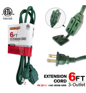 Electric Extension Cord 6' White