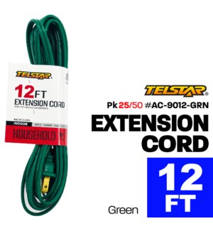 12' Electric Extension Cord - Green