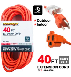 Extension Cord Heavy Duty Orange 40'