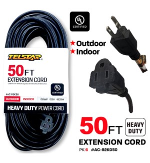 Extension Cord Heavy Duty 50' Black