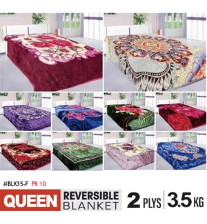 Queen Reversible Blanket -Floral 2-Ply 3.5Kg (79x95")