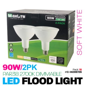 LED 90W PAR38 Soft White PK2