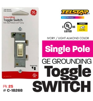 GE Grounding Toggle Switch - Ivory