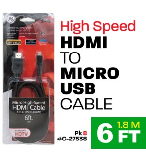 GE HDMI to Micro Cable 6 Ft