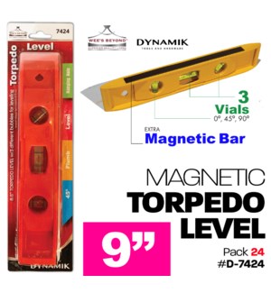 Magnetic Torpedo Level 9"