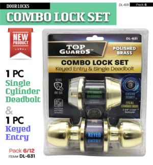 Combo-Key Entrylock & Deadbolt - Polished Brass