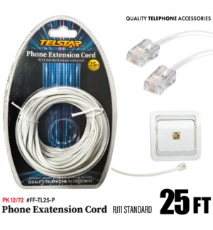 Telephone Extension cord White 25FT