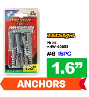 Plastic Anchor #8 15Pcs 1-9/16"