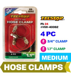 Hose Clamp 1 1/8" & 3/4" 4Pc