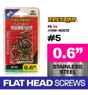 Screws Flat Head 5/8" 63Pc