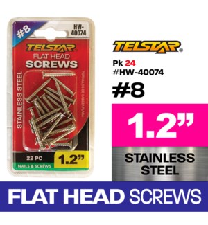 Screws Flat Head 1 3/16" 22Pc