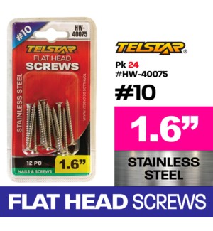 Screws Flat Head 1 9/16" 12Pc