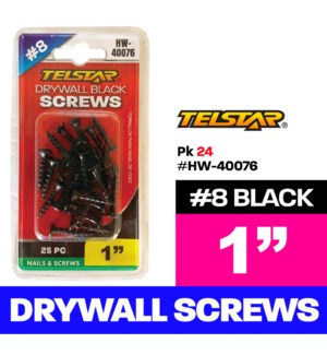 Screws Black Drywall 1" 25Pc