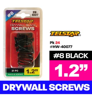 Screws Black Drywall 1 3/16" 21Pc