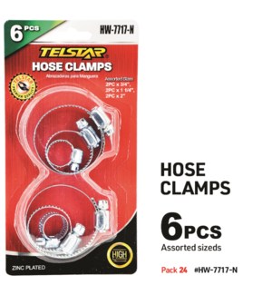 Hose Clamps Assorted 6Pc