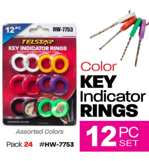 Color Key Rings 12Pcs