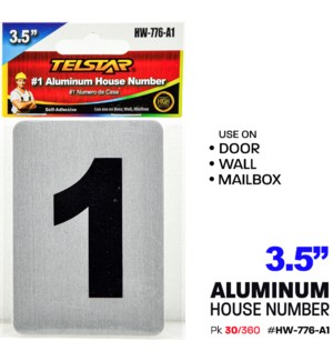 Aluminum number plate "1"