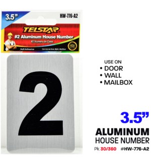 Aluminum number plate "2"