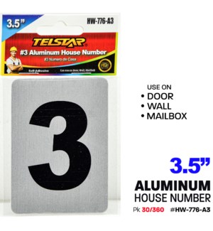 Aluminum number plate "3"