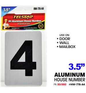 Aluminum number plate, "4"