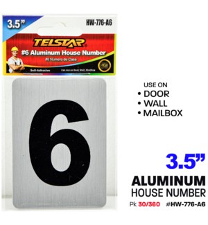 Aluminum number plate "6"