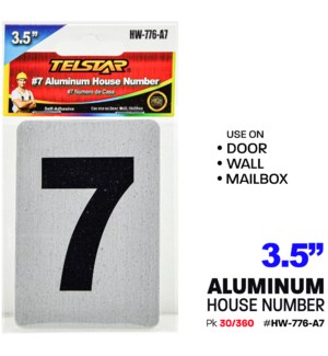 Aluminum number plate, "7"