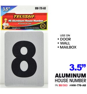 Aluminum number plate, "8"