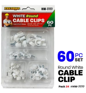 Cable Clip Round Assorted White