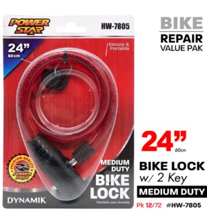 Bike Lock W/2 Key, 24"