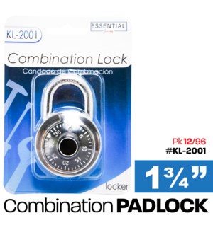 Padlock Combination 1 3/4" Asst Colors