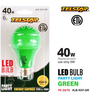 Party Light Bulb-Green 6W LED