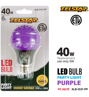 Party Light Bulb-Purple 6W LED