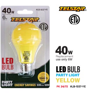 Party Light Bulb-Yellow 6W LED