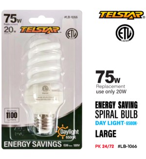 Spiral Ligth Bulb Energy Saving Large 20W