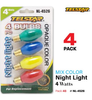 4Pk Color Night Light Bulbs