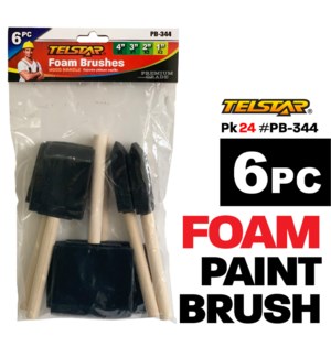 Foam Brushes Wood Handle 6X