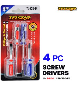 Screwdrivers set 4PC 1.5" 3"