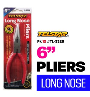 Plier Long Nose 6' Red Dippin