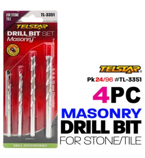 Masonry Drill Bit Set 5,6,8,10mm Stone/Concrete