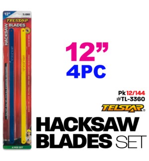 Hacksaw Blades 4Pk 12" Long