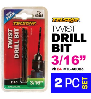 Twist Drill Bit Universal 2Pc 3/16"