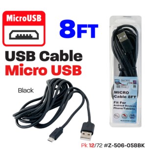 USB Cable Micro 8Ft Black