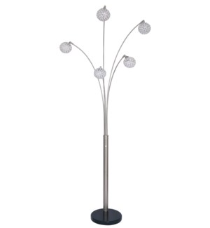 FLOOR LAMP- COLOR : BRUSHED STEEL (31"x13.5"x84") BULBS NOT INCLUDED , NEED G9, 33W  - 1/BOX